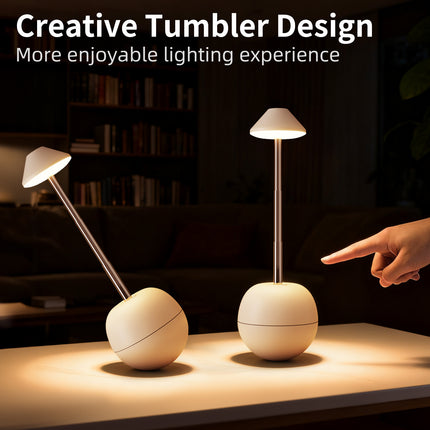 Red Creative Tumbler LED Night Light - Rechargeable RGB Desk Lamp with Remote Control - Height Adjustable, Brightness Adjustable, Bedside Ambient Light