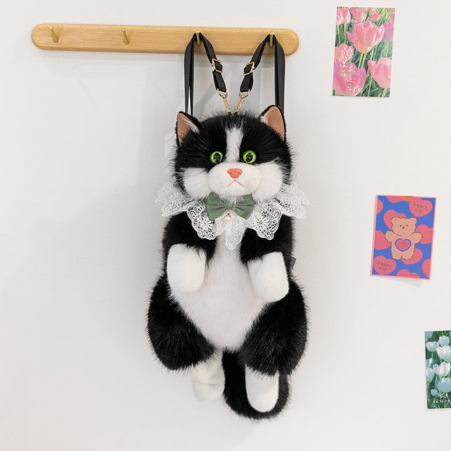 Black Adorable Plush Cat Backpack