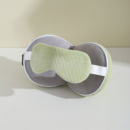 Green and Grey 3-in-1 Foldable Sleep Eye Mask with Neck Pillow - Compact Travel Pillow for Airplane, Office Naps and Restful Sleep