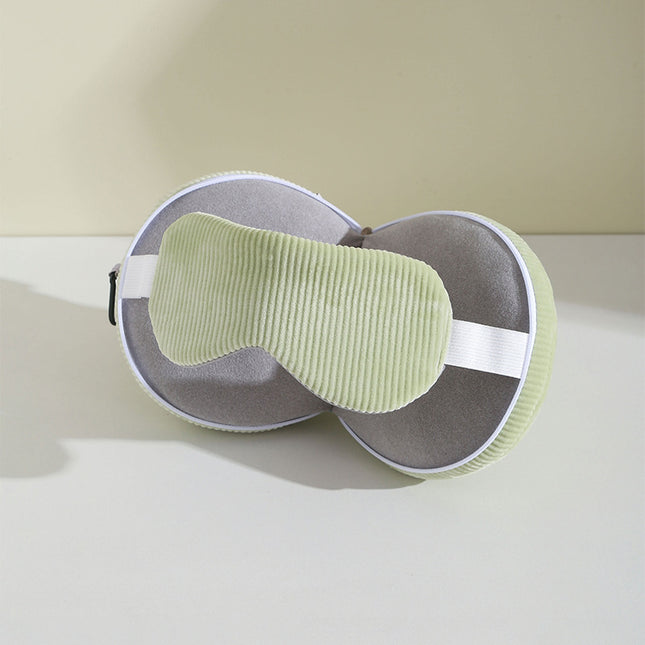 Green and Grey 3-in-1 Foldable Sleep Eye Mask with Neck Pillow