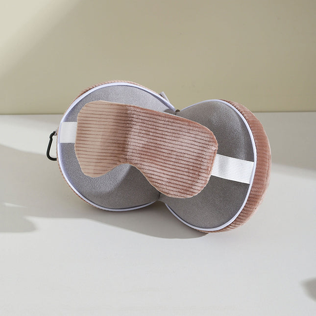 Brown and Grey 3-in-1 Foldable Sleep Eye Mask with Neck Pillow