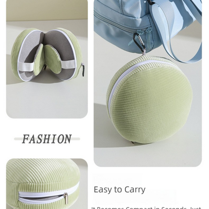 Grey 3-in-1 Foldable Sleep Eye Mask with Neck Pillow – shape and profile