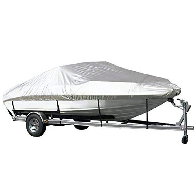 Grey Heavy Duty Waterproof Tarp Covers with Storage Bag Fits V-Hull Fish & Ski Pro-Style Fishing Runabout