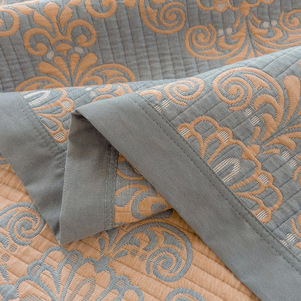 Grey and Green Cotton Three-Layer Gauze Bed Cover Set – product features