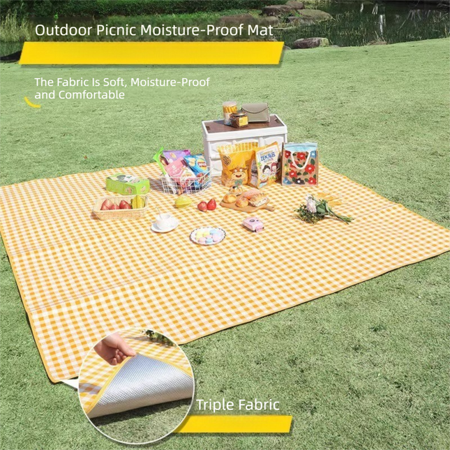 Yellow Lightweight Thickened Picnic Mat Waterproof Outdoor Camping Ground Sheet for Hiking Parks and