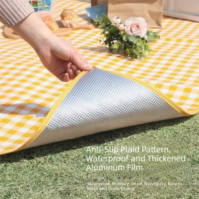 Yellow Lightweight Thickened Picnic Mat Waterproof Outdoor Camping Ground Sheet for Hiking Parks and – product detail