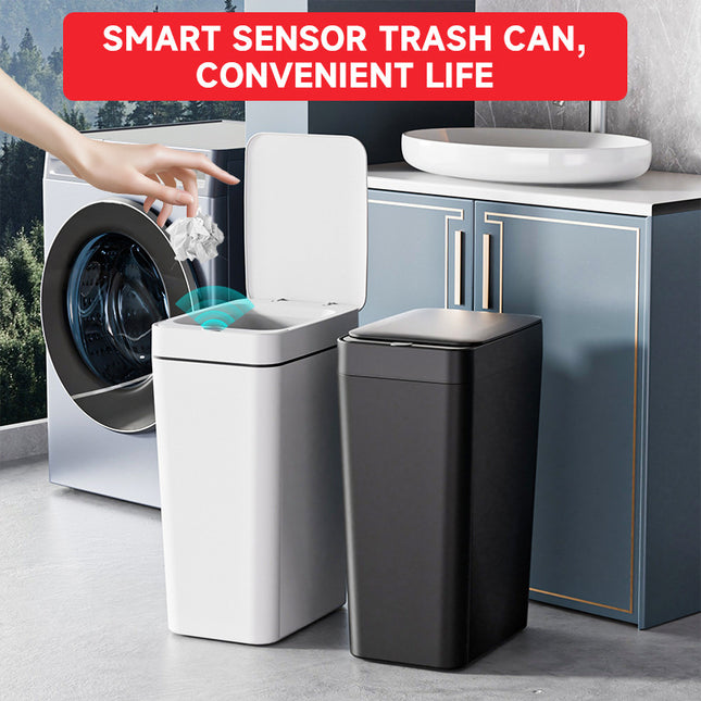 Black Smart Sensor Trash Can Slim Durable and Hands-Free Waste Bin for Kitchen Bathroom or Living Room – product detail