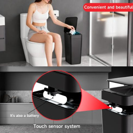 Black Smart Sensor Trash Can – Slim, Durable, and Hands-Free Waste Bin for Kitchen, Bathroom, or Living Room