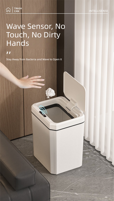 Black Smart Sensor Trash Can 20L Capacity Touch-Free Operation with Odor-Blocking & Waterproof Design – product detail