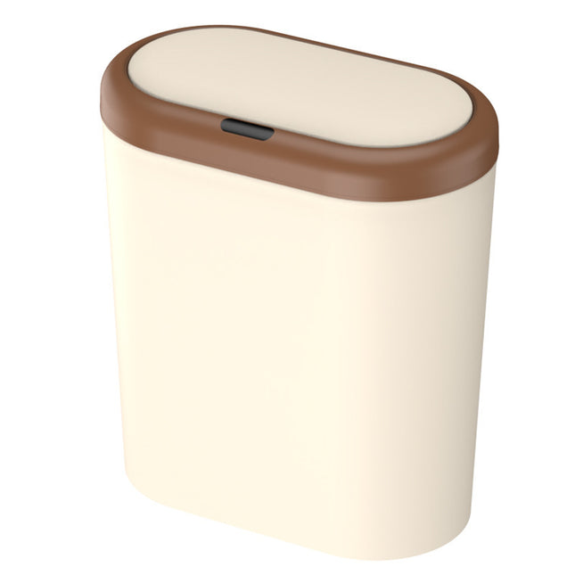 Beige and Brown Smart Sensor Trash Can 15L Capacity Compact Design for Home Use with Automatic Induction