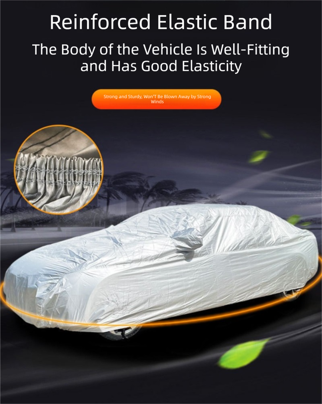 Silver 3L Universal Car Cover 170T Taffeta Fabric All-Weather Protection for Cars(4600 x 1800 x 1500MM)