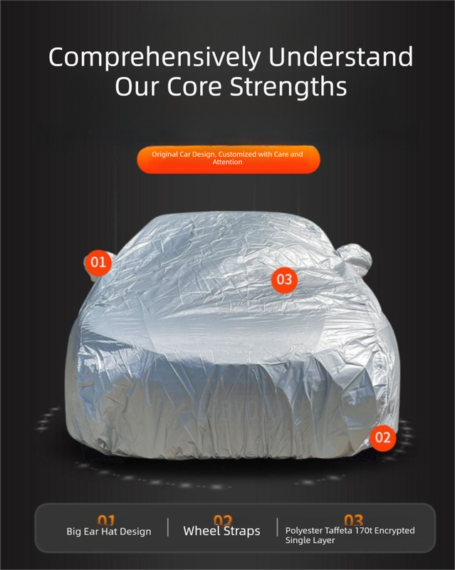 Silver 3L Universal Car Cover 170T Taffeta Fabric All-Weather Protection for Cars(4600 x 1800 x 1500MM) – product detail