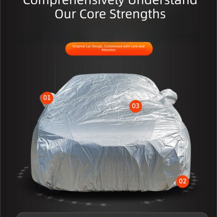 Silver 3XL+ Universal Car Cover – 170T Taffeta Fabric, All-Weather Protection for Cars(5000×2000×1500MM)