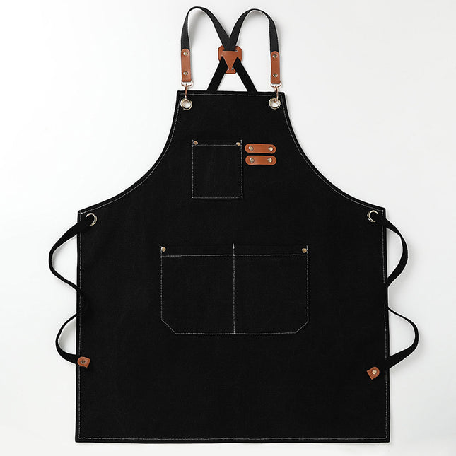 Black 16-ounce Heavy-Duty Canvas Apron Durable Waterproof & Oil-Resistant Kitchen Workwear for Cooking and