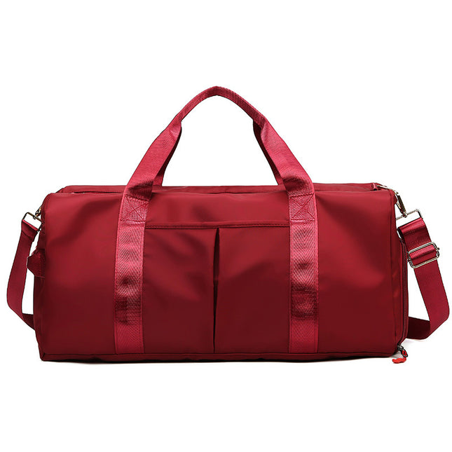 Red Large Capacity Travel Duffel Bag Wet & Dry Separation Shoe Compartment and Luggage Sleeve for Gym Yoga