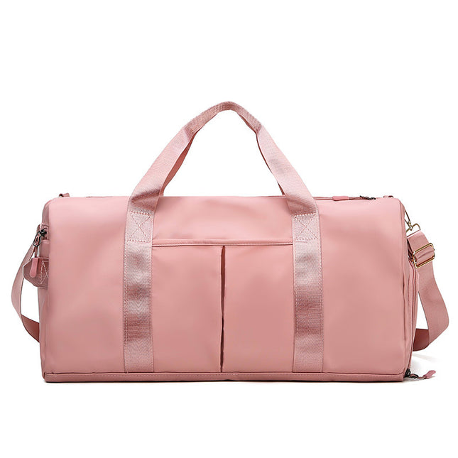 Pink Large Capacity Travel Duffel Bag Wet & Dry Separation Shoe Compartment and Luggage Sleeve for Gym Yoga