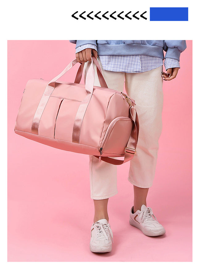 Pink Large Capacity Travel Duffel Bag Wet & Dry Separation Shoe Compartment and Luggage Sleeve for Gym – product detail