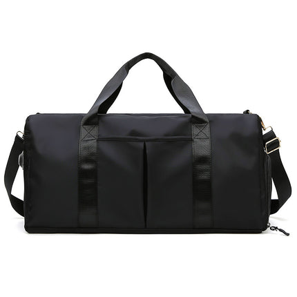 Black Large Capacity Travel Duffel Bag – Wet & Dry Separation, Shoe Compartment, and Luggage Sleeve for Gym, Yoga, and Short Trips