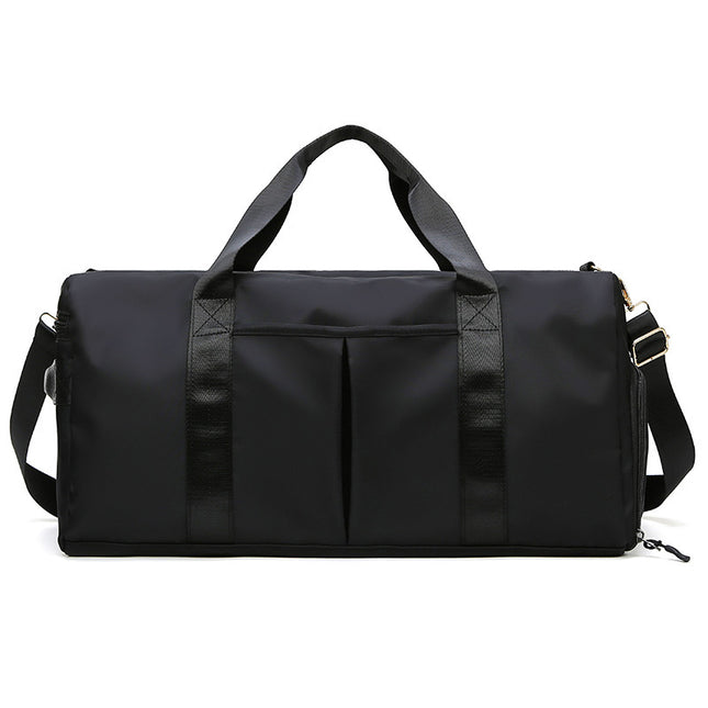 Black Large Capacity Travel Duffel Bag Wet & Dry Separation Shoe Compartment and Luggage Sleeve for Gym