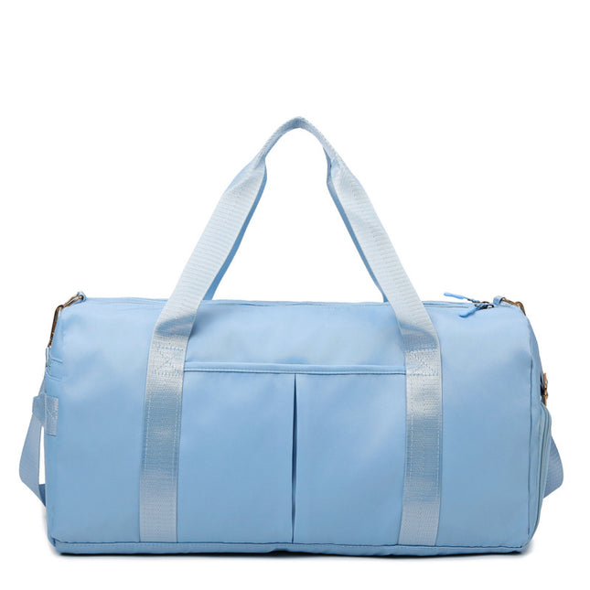 Blue Large Capacity Travel Duffel Bag Wet & Dry Separation Shoe Compartment and Luggage Sleeve for Gym Yoga