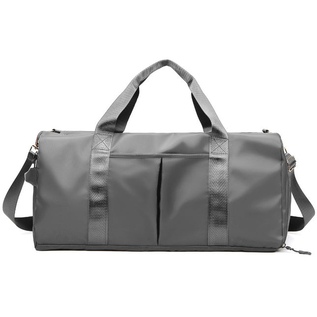 Grey Large Capacity Travel Duffel Bag Wet & Dry Separation Shoe Compartment and Luggage Sleeve for Gym Yoga