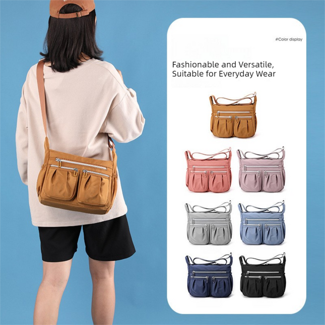 Brown Multi-Pocket Lightweight Nylon Crossbody Bag Stylish Functional and Spacious Shoulder Bag for Women – product detail