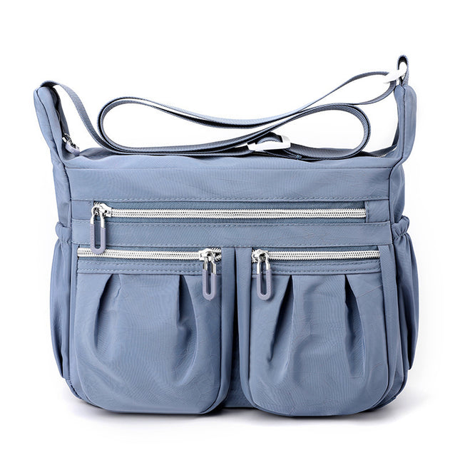 Blue Multi-Pocket Lightweight Nylon Crossbody Bag Stylish Functional and Spacious Shoulder Bag for Women