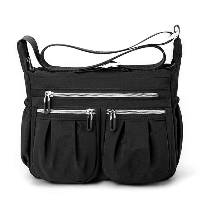 Black Multi-Pocket Lightweight Nylon Crossbody Bag Stylish Functional and Spacious Shoulder Bag for Women