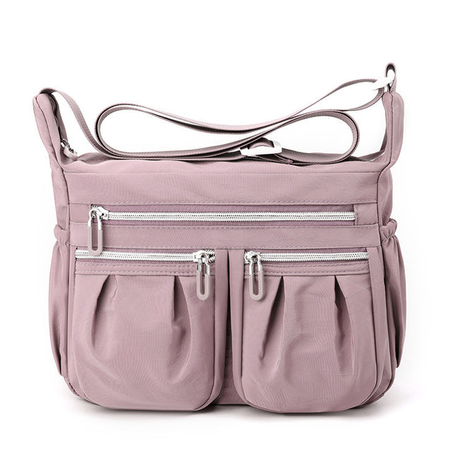 Purple Multi-Pocket Lightweight Nylon Crossbody Bag Stylish Functional and Spacious Shoulder Bag for Women