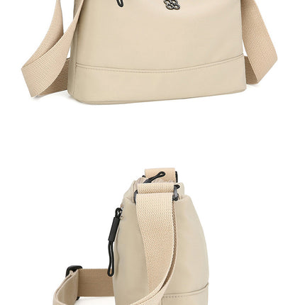 Khaki Lightweight Multi-Layer Crossbody Bag for Women – Compact, Water-Resistant Nylon Shoulder Bag with Adjustable Strap