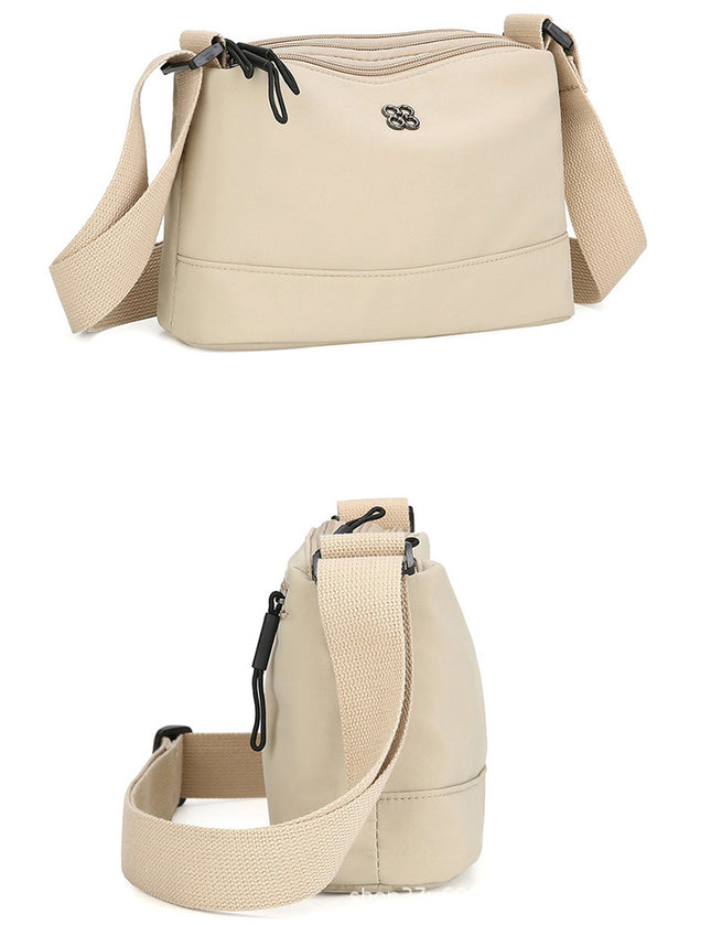 Khaki Lightweight Multi-Layer Crossbody Bag for Women Compact Water-Resistant Nylon Shoulder Bag with – product detail
