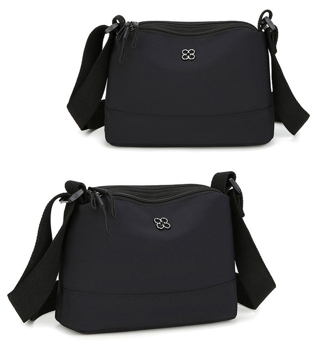 Black Lightweight Multi-Layer Crossbody Bag for Women Compact Water-Resistant Nylon Shoulder Bag with – product detail
