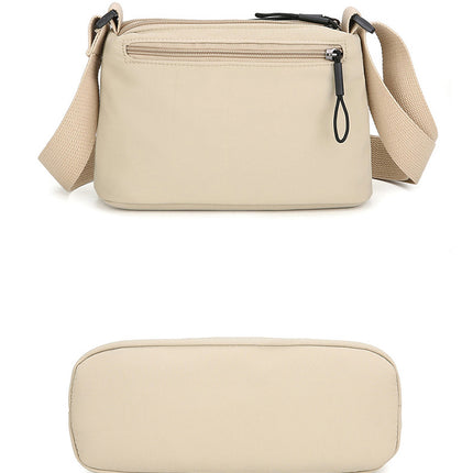 Black Lightweight Multi-Layer Crossbody Bag for Women – Compact, Water-Resistant Nylon Shoulder Bag with Adjustable Strap