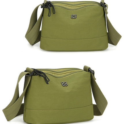 Green Lightweight Multi-Layer Crossbody Bag for Women – Compact, Water-Resistant Nylon Shoulder Bag with Adjustable Strap