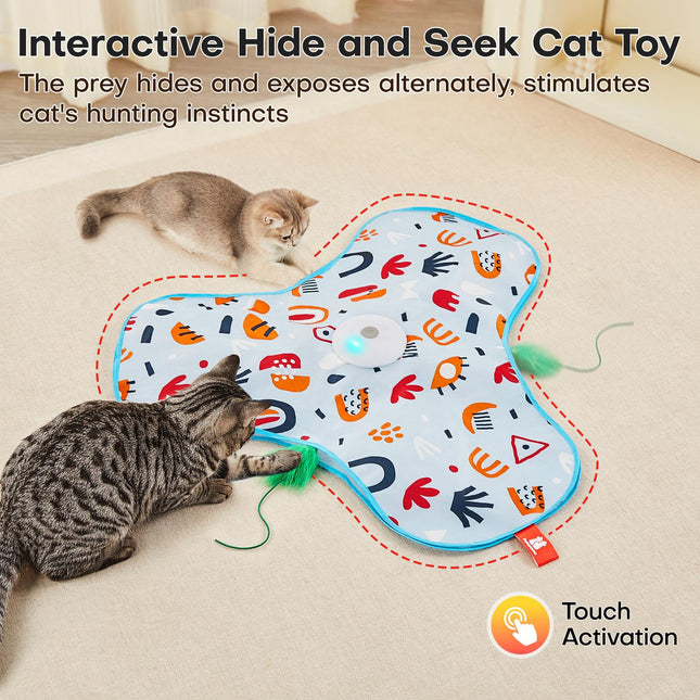 Blue Interactive Cat Toys Rechargeable Moving Concealed Feathers Real Mouse Squeaky Touch Activated – product detail