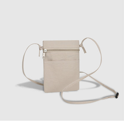 Dark Beige Minimalist Lightweight Nylon Crossbody Phone Bag - Compact & Stylish for Women