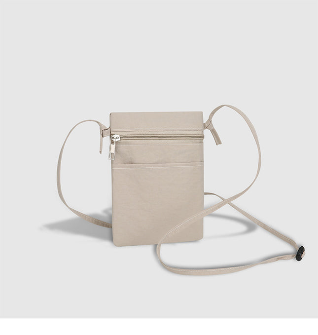Dark Beige Minimalist Lightweight Nylon Crossbody Phone Bag