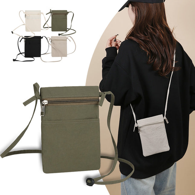 Dark Beige Minimalist Lightweight Nylon Crossbody Phone Bag – product detail