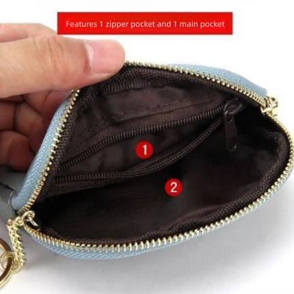 Black Stylish Mini Zipper Wallet for Women – Compact PU Coin Purse with Key Ring & Card Storage (3-Pack)