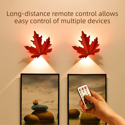 2 Pcs Maple Leaf Smart LED Night Light – Battery-Powered Motion Sensor with Remote Control & Color Changing