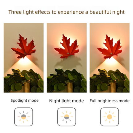 2 Pcs Maple Leaf Smart LED Night Light – Battery-Powered Motion Sensor with Remote Control & Color Changing