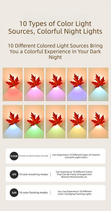 2 Pcs Maple Leaf Smart LED Night Light – Battery-Powered Motion Sensor with Remote Control & Color Changing