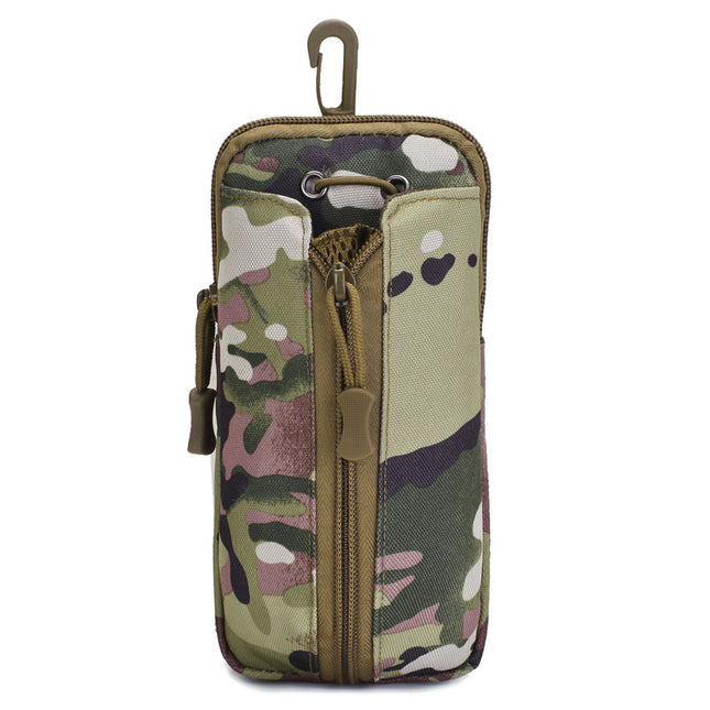 Green camouflage Multi-Functional Outdoor Water Bottle & Phone Pouch – Tactical Zippered Waist Pack for Travel, Hiking, and Daily Use