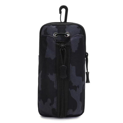 Black camouflage Multi-Functional Outdoor Water Bottle & Phone Pouch – Tactical Zippered Waist Pack for Travel, Hiking, and Daily Use