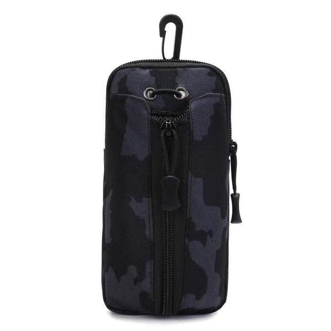 Black camouflage Multi-Functional Outdoor Water Bottle & Phone Pouch – Tactical Zippered Waist Pack for Travel, Hiking, and Daily Use