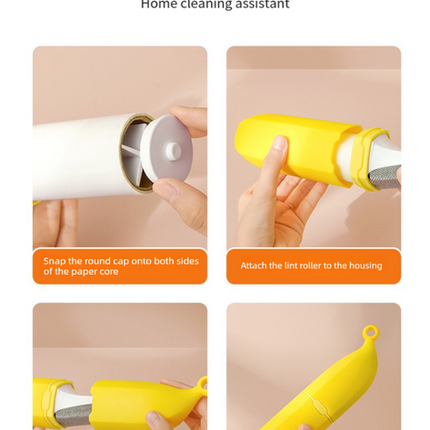 Green Multifunctional Banana-Shaped Lint Remover – Portable Sticky Hair Cleaner with 6 Replaceable Rolls