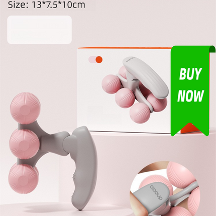 Pink Portable 6-Wheel Massage Roller – Quiet, Compact Muscle Relief Tool for Neck, Back, Legs & Shoulders