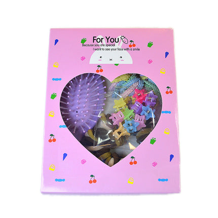 Style 1 Boxed Hair Tie Set with Pink Rubber Bands, Cute Hair Accessories & Mini Comb – Perfect Gift for Girls