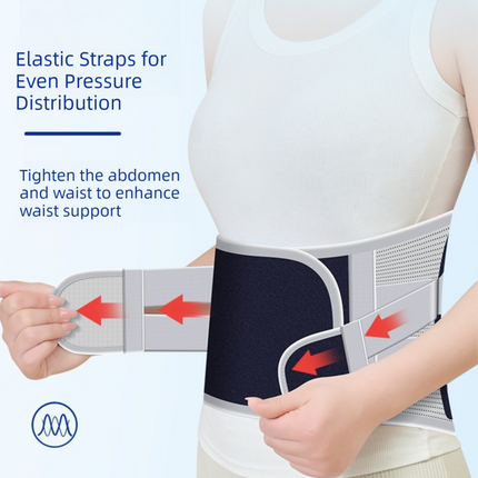 Size M Grey Wide Breathable Lumbar Support Belt  – Adjustable Back Brace for Pain Relief & Posture Correction
