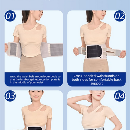Size M Grey Wide Breathable Lumbar Support Belt  – Adjustable Back Brace for Pain Relief & Posture Correction